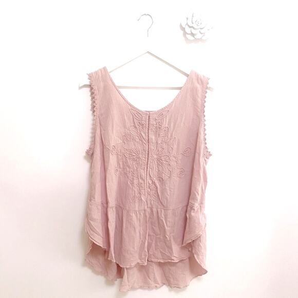 Soft Surroundings embroidered mauve artisan tank blouse - Picture 1 of 8
